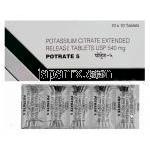 クエン酸カリウム  （ウラリットジェネリック）, Potrate5, 540mg 錠(Intas)