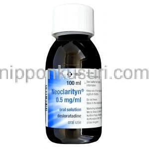 ネオクラリチン Neoclarityn, デスロラタジン  0.5m/mll 100ml 経口服用液 ボトル側面