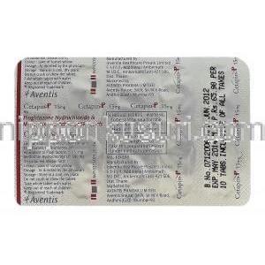 Cetapin P, Generic ACTOplus MET,  ピオグリタゾン/メトホルミン 15mg 包装裏面