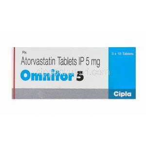 オムニトール5 Omnitor5、ジェネリックリピトール、アトルバスタチン5mg　箱