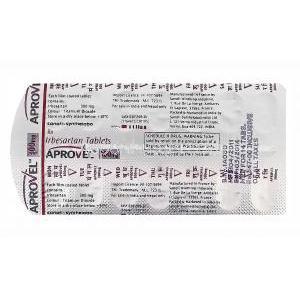 アプロベル300mg、イルベサルタン300mg　包装裏情報