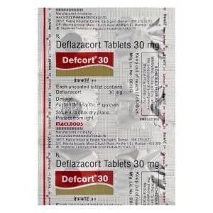 デフコート30　Defcort30、ジェネリックカルコート　Calcort、デフラザコート30mg　包装面情報