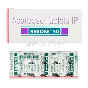 レボーズ Rebose, グルコバイジェネリック, アカルボース 50mg 錠 (Merind)