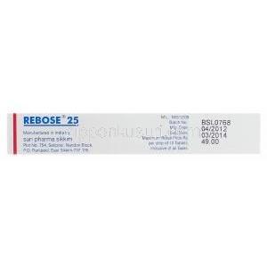  Rebose25 レボース、ジェネリックプレコース、アカルボース25mg　製造情報