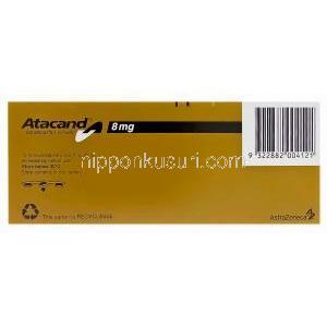 Atacand　アタカンド、カンデサルタンシレキセチル8mg　箱裏面