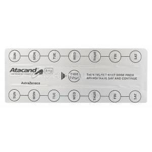 Atacand　アタカンド、カンデサルタンシレキセチル8mg　包装シート