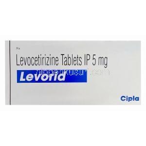 Levorid レボリド、ジェネリックザイザル Xyzal、レボセチリジン二塩酸塩5mg 箱