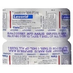 Levorid レボリド、ジェネリックザイザル Xyzal、レボセチリジン二塩酸塩5mg