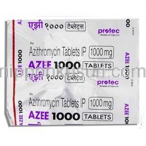 アジー Azee, ジスロマック ジェネリック, アジスロマイシン  1,000mg (Protec/Cipla) 包装