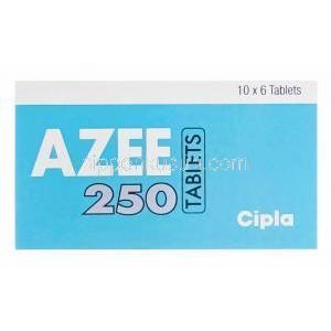 Azee-250　アジー、ジェネリックジスロマック、アジスロマイシン250mg　箱