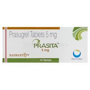Prasita　プラシタ、ジェネリックエフィエント　Efient、プラスグレル5mg　箱