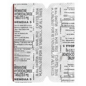  ナムダ　Nemdaa5、ジェネリックナメンダ、メマンチン塩酸塩5mg　包装裏面