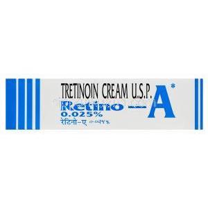 レチノクリーム、ジェネリックレチンA、トレチノイン0.025％20gm　箱横面