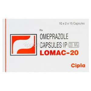ロマック　LOMAC-20、ジェネリックプリロセック、オメプラゾール20mg　箱