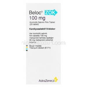 べロックゾック　Beloc ZOK、メトプロロール100mg　トルコ製