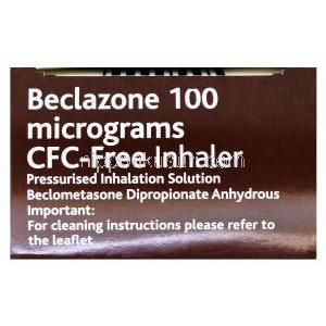 ベクラゾーンノンフロン吸入器　Beclazone、ベクロメタゾン無水100mcg 200MD　箱裏面