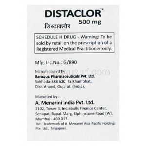 ディスタクロール　Distaclor、ジェネリックセロール　Ceelor、セファクロル　500mg　製造工場