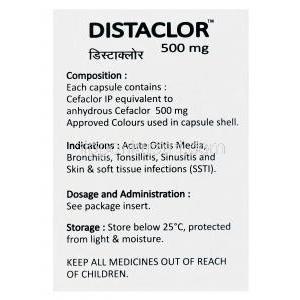 ディスタクロール　Distaclor、ジェネリックセロール　Ceelor、セファクロル　500mg　箱裏情報