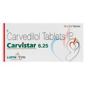  カービスター　Carvistar、ジェネリックコレグ　Coreg、カルベジロール　6.25mg　箱