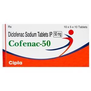 コフェナック　Cofenac-50、ジェネリックボルタレン、ジクロフェナクナトリウム50mg　箱