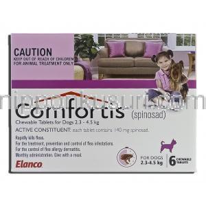 コンフォーティス Comfortis, スピノサド, 140mg, チュアブル錠, 2.3 - 4.5 kg 犬用