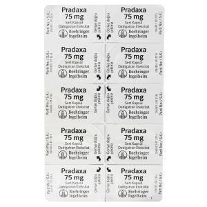 プラザキサ Pradaxa、ダビガトランダビガトランメシル酸　75mg　包装裏面