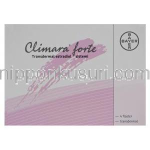 クリマラフォルテ　Climara、エストラジオール経皮プラスター7.6mg/25Cm² 　箱
