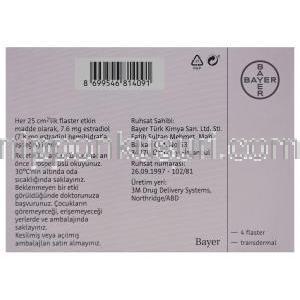 クリマラフォルテ　Climara、エストラジオール経皮プラスター7.6mg/25Cm² （トルコ製）