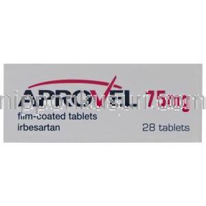 アプロベル　75mg、イルベサルタン　75mg　箱横面