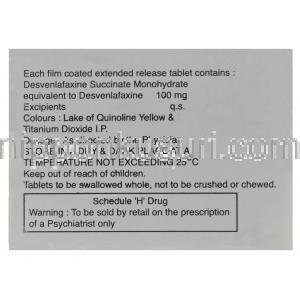 ニューベン　Newven OD100、ジェネリックプリスティーク　PRISTIQ、デスベンラファキシン　100mg