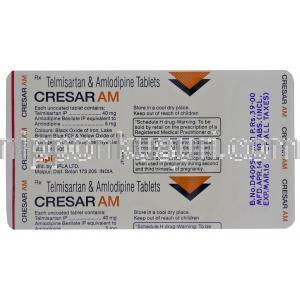 クレサール　Cresar AM、アムロジピン5mg／　テルミサルタン40mg　包装裏面