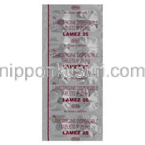 ラメズ　Lamez25、ジェネリックラミクタール、ラモトリギン　25mg　包装シート