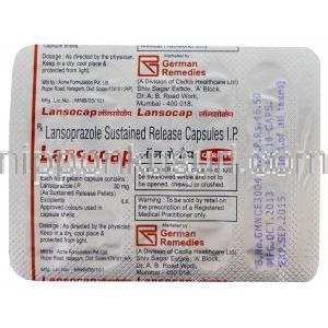 ランソキャップ Lansocap, プレバシド　 ジュエリック, スタンゾーム SR, 30mg, カプセル シート販売