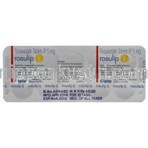 ロズリップ5、クレストールジェネリック、ロスバスタチン　５ｍｇ　　　錠剤　シ