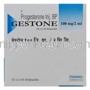 ジェストン　プロゲステロン注射　2ml アンプルにつき100mg 　箱
