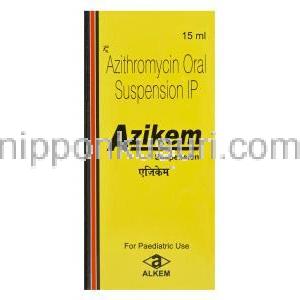 アジケム、ジスロマックジェネリック アジスロマイシン経口懸濁液　 100mg/5ml 15ml入り　箱