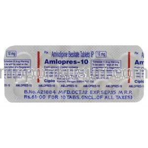 アムロプレス-10　ノルバスクジェネリック　アムロジピン 10mg 錠　シート　製品情報