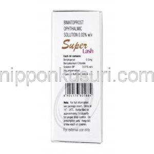 スーパーラッシュ　ビマトプロスト目薬 0.03% 3ml　箱　組成
