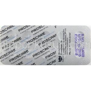 プロスケア　フィナステリド 5mg 錠　シート　製造元情報：Fortune Health Care