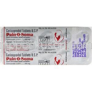 ペインOソマ　ソマジェネリック　カリソプロドール　350mg ブリスター情報