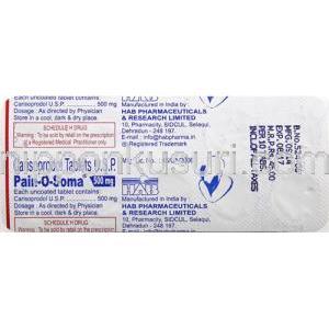 ペインOソマ　ソマジェネリック　カリソプロドール　500mg　ブリスター情報