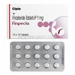 フィンペシア 1mg 錠 (Cipla) 箱、錠剤