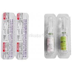 トロピン，アトレザジェネリック，アトロピン硫酸塩 1mlあたり0.6mg 　1ml注射アンプル