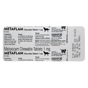 メタフレム　犬用チュアブル錠　メロキシカム 1mg　錠　シート　情報