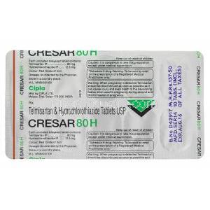 クレサール80H，ミカルディスジェネリック HCT, テルミサルタン 80mg/ ヒドロクロロチアジド 12.5m