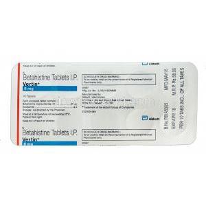 バーティン,サークジェネリク,ベタヒスチン 8mg ブリスターパック