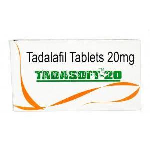 タダソフト, シアリス ジェネリック, タダラフィル 20 mg ソフト錠　箱　表面