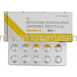 ベタヒスチン (メリスロン ジェネリック), Zevert, 8MG 錠 (Intas)