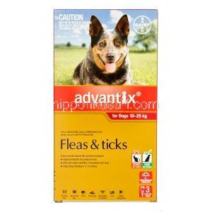 アドバンティックス　外皮用剤　10kg-25kgの犬用　2.5ml X 3パック　箱