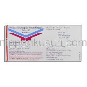 ビデュレット, アミロライド・ヒドロクロロチアジド配合 5mg/50mg 錠 (GSK) 箱裏面